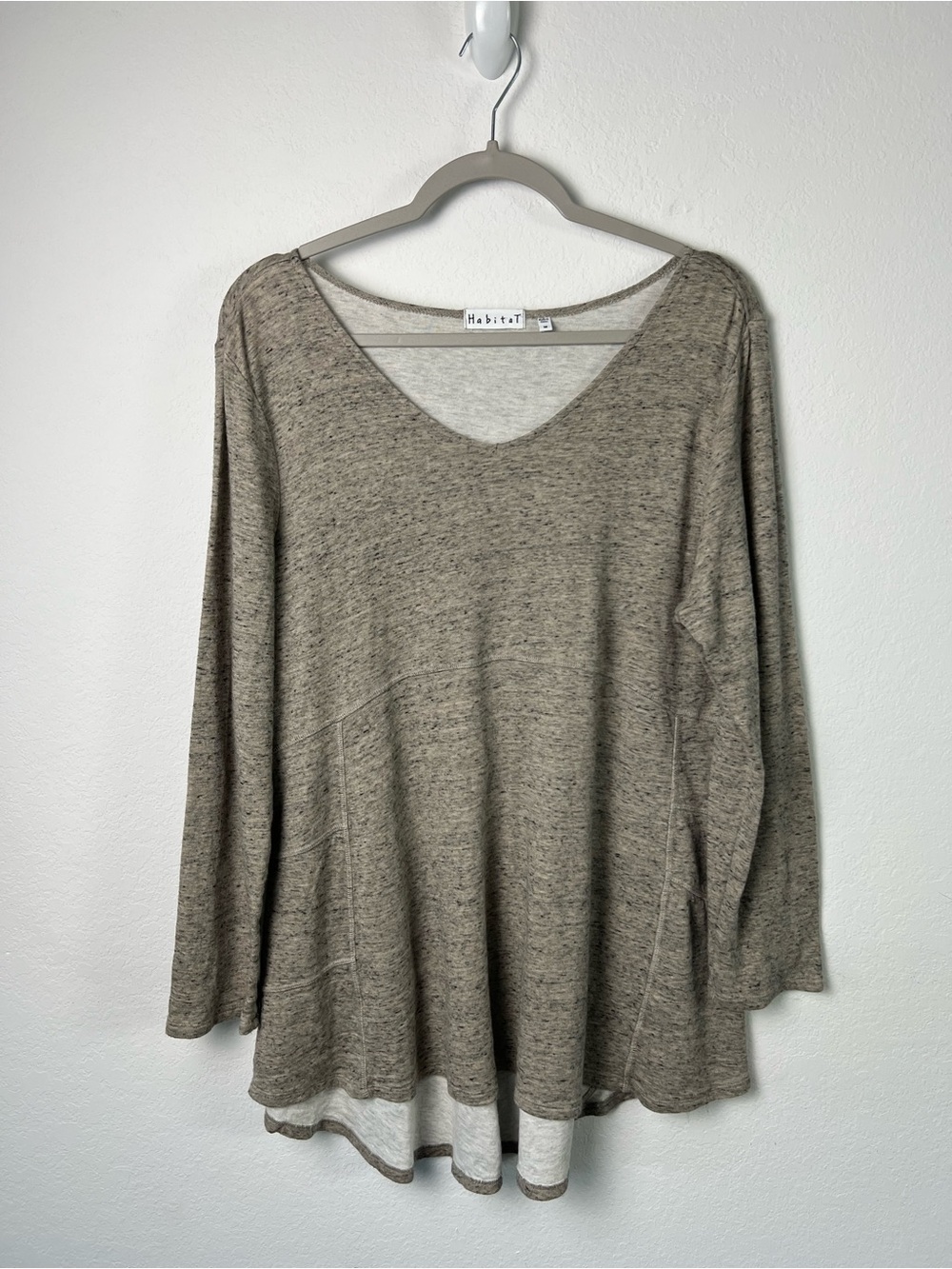 Habitat Heather Gray A-Line High-Low Tunic Top Vacation Travel Office Lagenlook
